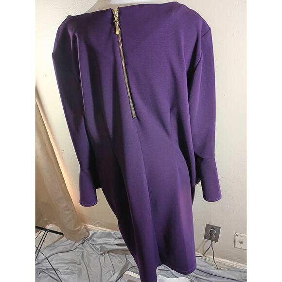 Liz Claiborne Dress Purple Sz 18 Flared Sleeves Office To Party - Picture 4 of 9